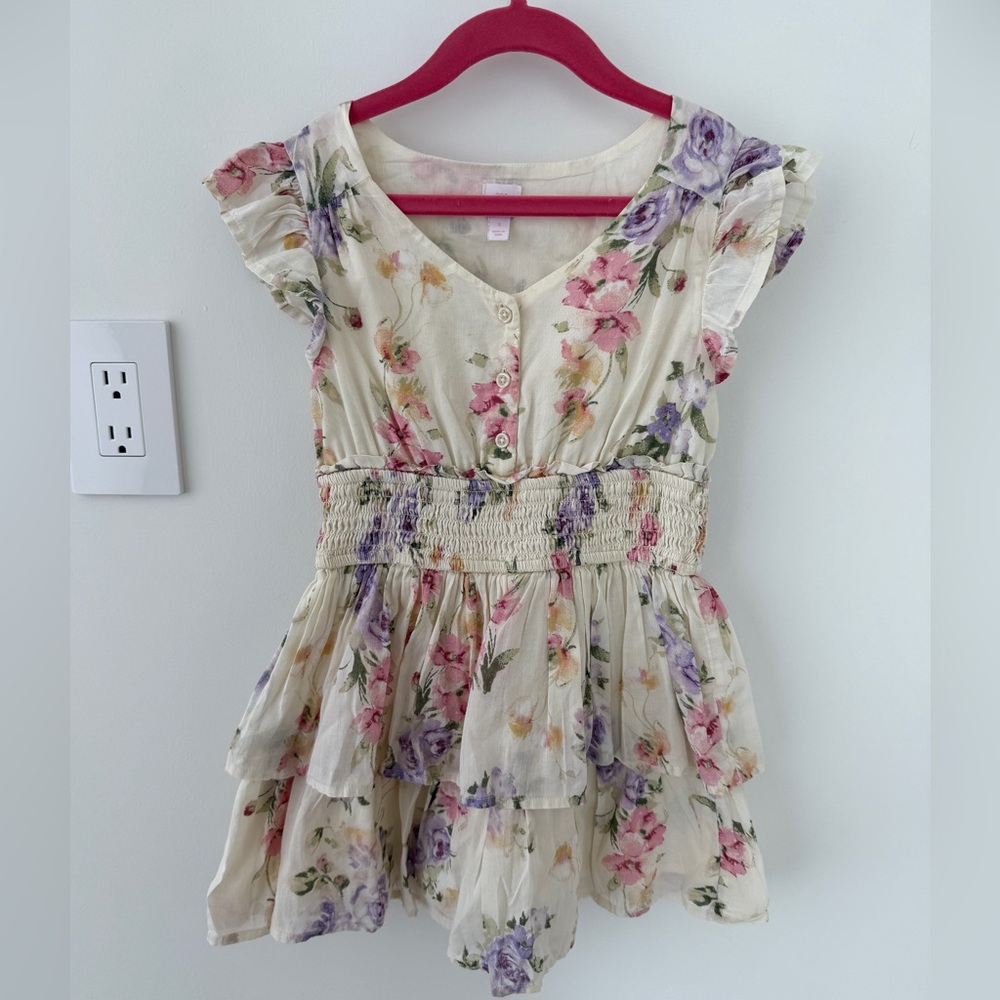 Gap × LoveShackFancy Kids Floral Flutter Sleeve Mini Dress size Small (6/7 kids)